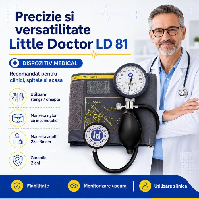 Tensiometru mecanic Little Doctor LD 81, stetoscop inclus, Manometru mare, Spatiu pentru stetoscop, Utilizare stanga-dreapta [5]