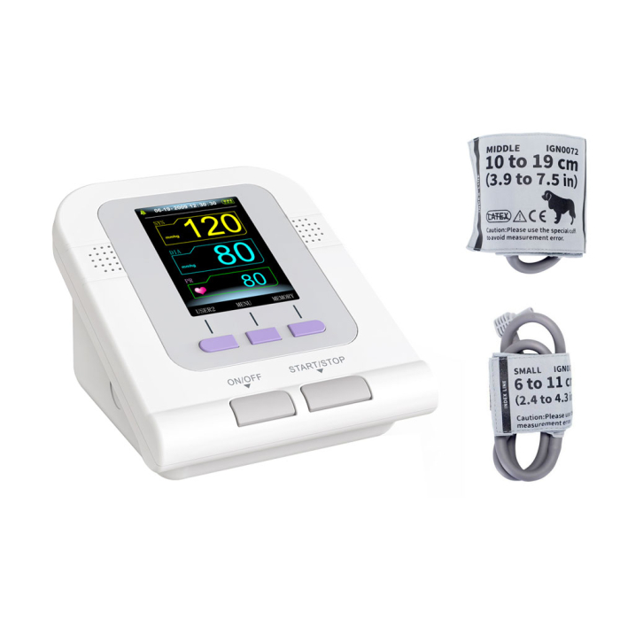 Tensiometru veterinar pentru animale Contec 08A-VET, 100 de seturi de masuratori, functie de alerta pentru valori anormale, ecran LCD color, oprire automata, manseta mica si mare [2]