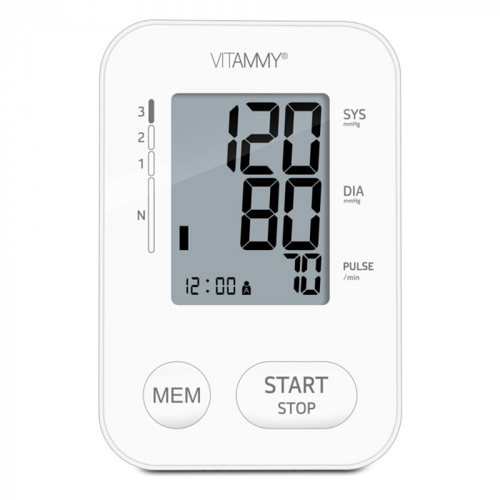 Tensiometru electronic de brat VITAMMY Next 2 +, mufa USB, adaptor inclus, detectare aritmie, memorare 2 utilizatori, Alb [4]