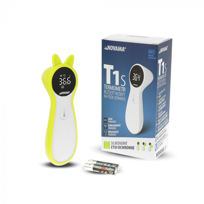 Termometru non-contact cu infrarosu Novama T1S, pentru masurarea temperaturii corpului si a suprafetelor, memorie pentru 30 masuratori, alarma febra, carcasa din silicon, oprire automata [8]