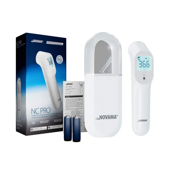 Termometru non-contact Novama NC Pro, pentru masurarea temperaturii corpului si a suprafetelor, memorie pentru 12 masuratori, 2 senzori separati, alarma febra, ecran iluminat, mod silentios, etui [10]