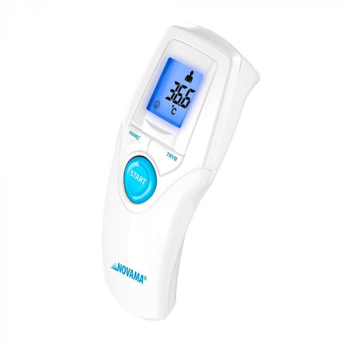 Termometru non-contact Novama White T1S, memorie pentru 30 de masuratori, iluminare ecran, mod silentios de noapte, alarma febra, oprire automata, Alb [3]