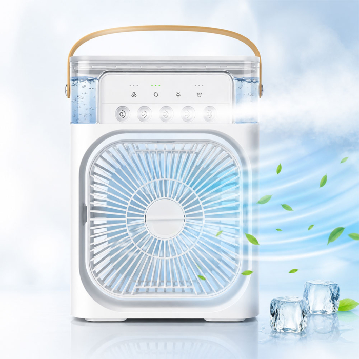 Ventilator portabil S4, mini aparat de aer conditionat, cu functie de umidificare a aerului, potrivit pentru birou si calatorii, rezervor de apa, alimentare USB [2]