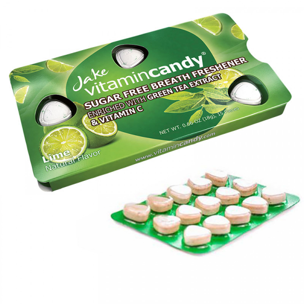 Drajeuri fara zahar VitaminCandy cu Vitamina C, extract de ceai verde si gust de lime, 18 g [3]