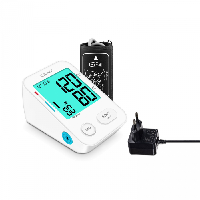 Tensiometru electronic de brat VITAMMY Next 8+, mufa USB, detectare aritmie, data si ora, memorare 2 utilizatori, manseta 22-40 cm, Alb/Negru [4]