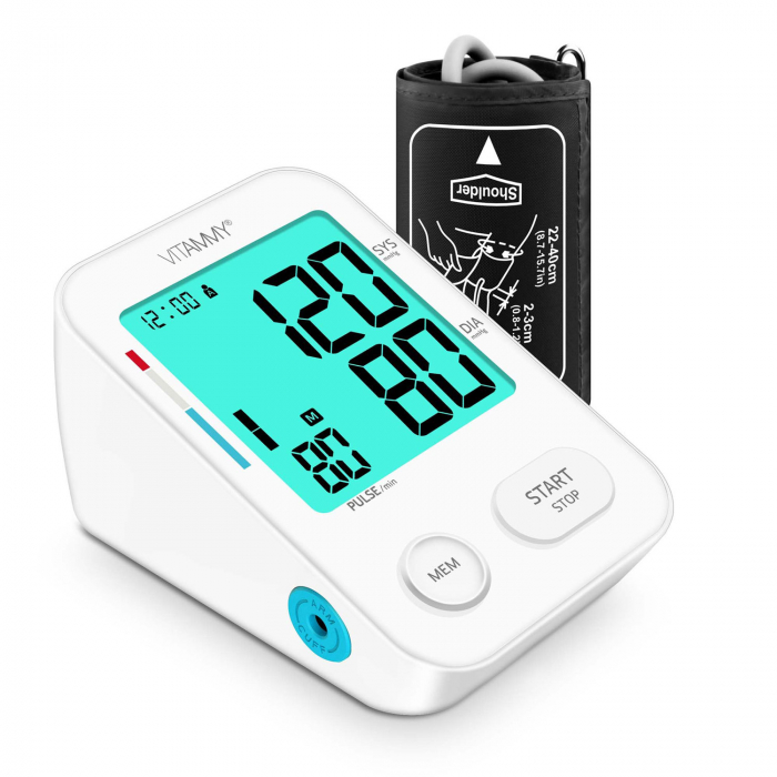 Tensiometru electronic de brat VITAMMY Next 8+, mufa USB, detectare aritmie, data si ora, memorare 2 utilizatori, manseta 22-40 cm, Alb/Negru [2]