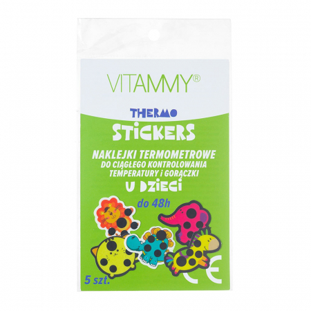 Set 5 autocolante depistare febra Vitammy Thermo, monitorizare temperatura copii, cristale lichide, Multicolor [0]