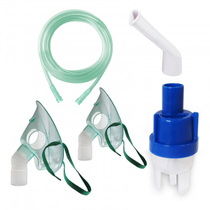Accesorii aparate aerosoli - Kit accesorii universale pentru aparate aerosoli cu compresor RedLine RDA009, masca medie rotativa, masca bebelusi, furtun 2 m, pahar de nebulizare, piesa bucala