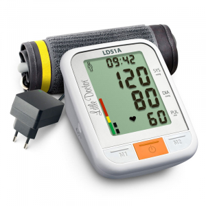 Tensiometre electronice - Tensiometru electronic de brat Little Doctor LD 51a, afisaj XXL, detector aritmie, indicator WHO, afisare data si ora, adaptor priza inclus, Alb/Gri