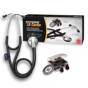 Stetoscop Little Doctor LD Cardio, profesional, 3 seturi de olive auriculare, o diafragma de schimb, placuta de identificare, Negru/inox [1]