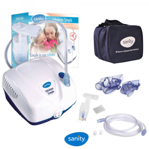 Aparat aerosoli cu compresor Sanity  Inhaler Simple, MMad 2.44 μm, compact si dimensiuni reduse, geanta de transport, alb [2]