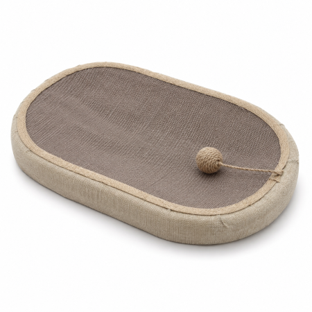 Electrocasnice mici si accesorii - Ansamblu de zgariat pentru pisici, tip culcus, cu minge pentru joaca, constructie usoara, 57 x 36 x 6.5 cm, Bej