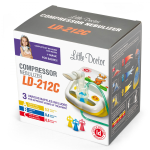 Aparat aerosoli cu compresor Little Doctor LD-212C, 3 Dispensere pentru reglarea dimensiunilor particulelor, 2 Masti, galben [2]