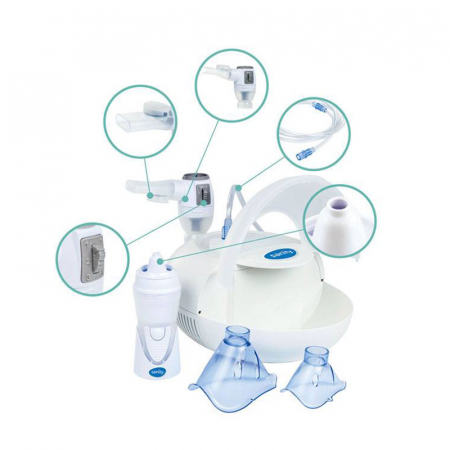 Aparat aerosoli profesional Sanity Pro Inhaler, nebulizator cu compresor si irigator Nosalek Jet, 2 in 1 [2]