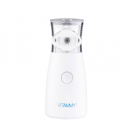 Aparat aerosoli cu tehnologie mesh Vitammy Mesh 1, pentru copii si adulti, portabil, 2 viteze de nebulizare, cablu USB, masca copii si adulti, silentios, Alb [2]