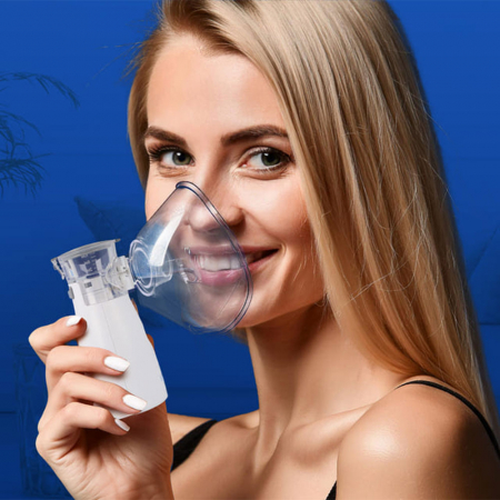 Aparat aerosoli cu tehnologie mesh Vitammy Mesh 1, pentru copii si adulti, portabil, 2 viteze de nebulizare, cablu USB, masca copii si adulti, silentios, Alb [7]