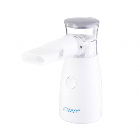 Aparat aerosoli cu tehnologie mesh Vitammy Mesh 1, pentru copii si adulti, portabil, 2 viteze de nebulizare, cablu USB, masca copii si adulti, silentios, Alb [3]