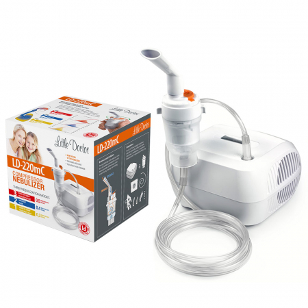 Aparate aerosoli si accesorii - Aparat aerosoli Little Doctor LD-220mC, nebulizator cu compresor, design compact, 3 moduri de nebulizare, masca bebelusi, copii si adulti, Alb