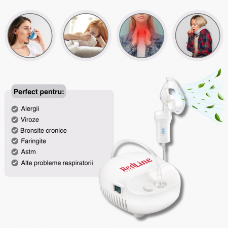 Aparat aerosoli RedLine NB-230C NEW, masca copii si adulti, pahar de nebulizare, nebulizator inhalator cu compresor [1]