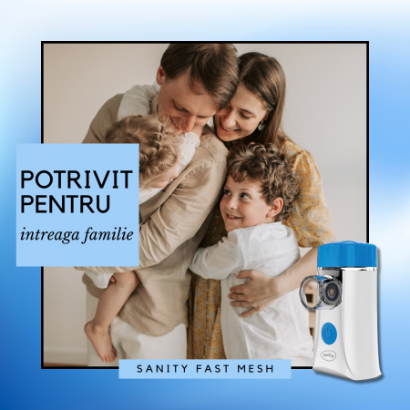 Aparat aerosoli Sanity Fast Mesh, pentru copii si adulti, portabil, capacitate cupa 10 ml, cablu USB, masca copii si adulti, silentios, Alb [4]