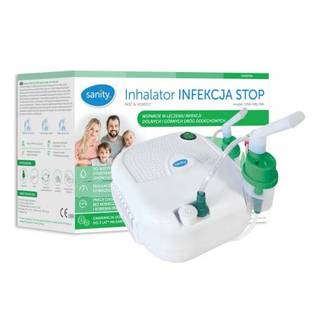 Aparate aerosoli - Aparat aerosoli Sanity Stop Infectie,  functionare continua, viteza de nebulizare reglabila, masca pentru bebelusi, copii si adulti, Alb