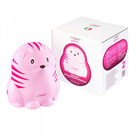 Aparat aerosoli Vitammy Gattino A1503, nebulizator cu compresor, set complet de accesorii, Roz [2]