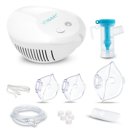 Aparat de aerosoli Vitammy eNEB, nebulizator cu compresor, 3 moduri de nebulizare, 3 masti, piesa bucala, furtun de 1.6 m, 5 filtre aer, oprire automata [3]