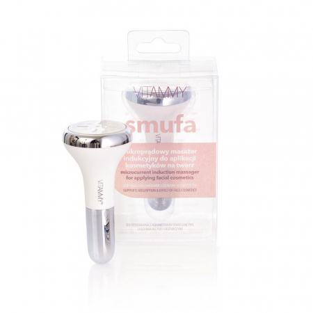 Ingrijire faciala - Aparat de masaj facial multifunctional Vitammy Smufa, pentru curatare, hidratare, hranire, lifting si efect anti-imbatranire, tehnologie cu microcurent, activare prin atingere
