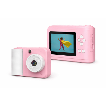Electrocasnice & climatizare - Aparat foto instant pentru copii RedLine S7 Pink, foto si video 1080P, printare instant alb-negru, ecran 2.4 inch, zoom 2X-6X, filtre si rame, jocuri integrate, card SD, cablu type-C, portabil, Roz