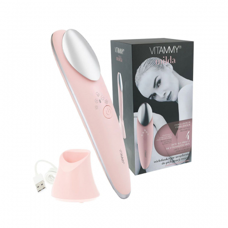 Ingrijire faciala - Aparat multifunctional de ingrijire faciala Vitammy Milda, pentru toate tipurile de ten, tratament cald, rece, masaj si vibratii, wireless