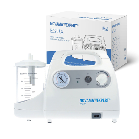 Aspirator electric Novama Expert ESUX 7E-C, cu pompa fara ulei, destinat aspirarii eficiente a lichidelor biologice, vacuum maxim 75 kPa, recipient 1000 ml, functionare silentioasa, 2 catetere, filtre [0]
