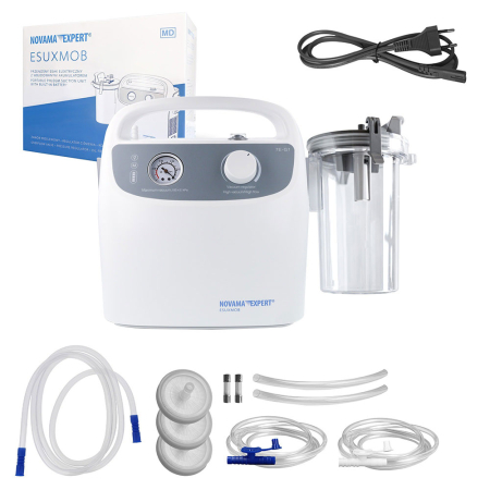 Monitorizare medicala - Aspirator electric portabil Novama Expert ESUXMOB, pentru indepartarea secretiilor din caile respiratorii si cavitati, cu acumulator incorporat, vacuum 85 kPa, recipient 1000 ml, pompa fara ulei