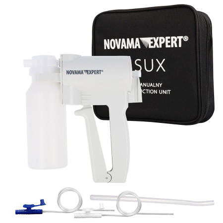 Aspiratoare si irigatoare nazale - Aspirator medical manual tip pistol Novama Expert MSUX 7B-1, portabil, 3 tuburi de aspiratie diferite, 200 ml, fara alimentare, husa inclusa