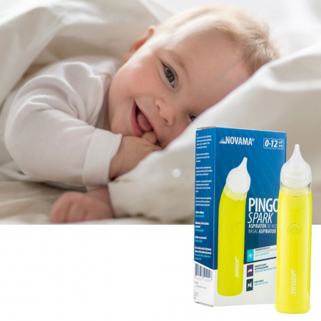 Aspirator nazal electric Novama Pingo Spark, pentru copii 0-12 ani, 2 varfuri silicon, iluminare LED, cu baterii, Verde lime [8]