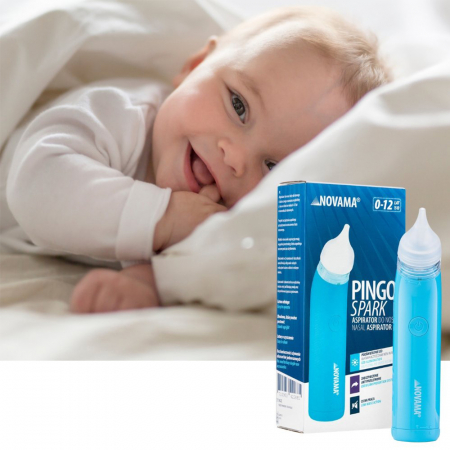 Aspirator nazal electric Novama Pingo Spark, pentru copii 0-12 ani, 2 varfuri silicon, iluminare LED, cu baterii, Albastru [6]
