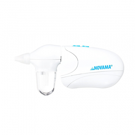 Aspirator nazal electric Novama White K, pentru copii 0-12 ani, 2 varfuri silicon, 2 moduri de operare, silentios, cu baterii, Alb [2]
