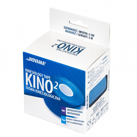Banda Kinesiologica Novama Kino2, impermeabila, moale si confortabila, fara latex, 5 cm x 5 m, Albastru inchis [2]