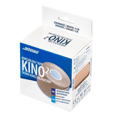 Banda Kinesiologica Novama Kino2, impermeabila, moale si confortabila, fara latex, 5 cm x 5 m, Bej [2]