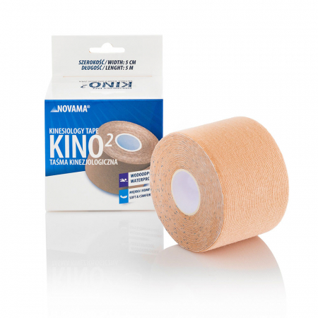 Ingrijire personala & cosmetice - Banda Kinesiologica Novama Kino2, impermeabila, moale si confortabila, fara latex, 5 cm x 5 m, Bej