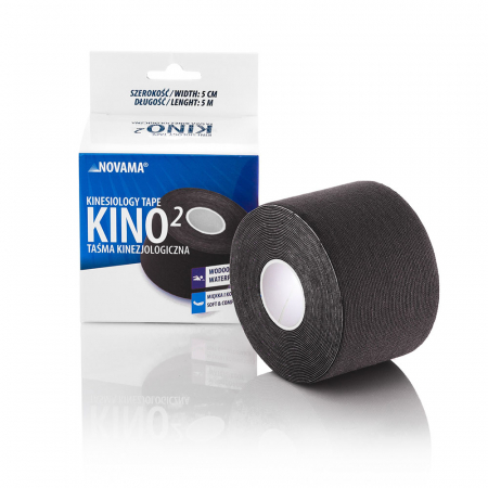Ingrijire corp - Banda Kinesiologica Novama Kino2, impermeabila, moale si confortabila, fara latex, 5 cm x 5 m, Negru