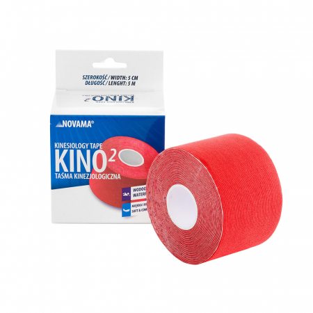 Ingrijire corp - Banda Kinesiologica Novama Kino2, impermeabila, moale si confortabila, fara latex, 5 cm x 5 m, Rosu