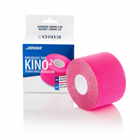 Ingrijire personala & cosmetice - Banda Kinesiologica Novama Kino2, impermeabila, moale si confortabila, fara latex, 5 cm x 5 m, Roz
