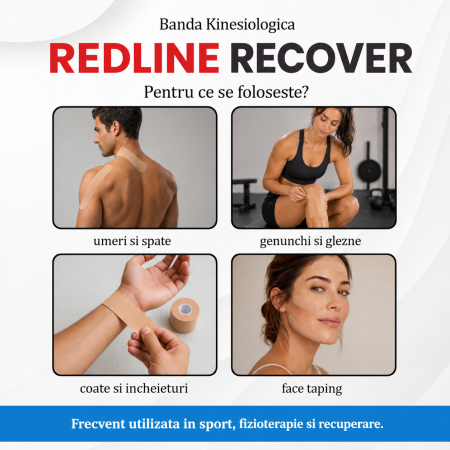 Banda Kinesiologica RedLine Recover Bej, impermeabila, fara latex, 5 cm x 5 m [3]