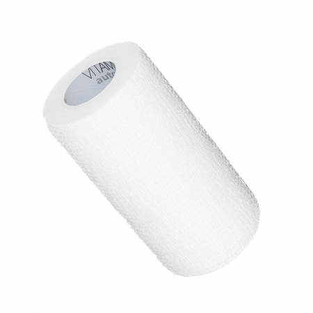 Ingrijire corp - Bandaj elastic autoadeziv Vitammy Autoband, tehnologie cu microfibre, fara lipici, rezistent la apa, 10 x 450 cm, Alb