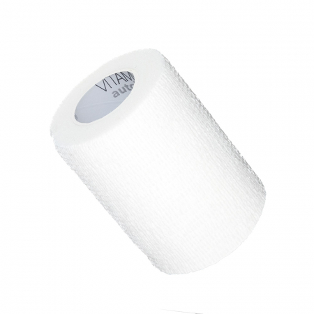 Ingrijire corp - Bandaj elastic autoadeziv Vitammy Autoband, tehnologie cu microfibre, fara lipici, rezistent la apa, 7.5 x 450 cm, Alb