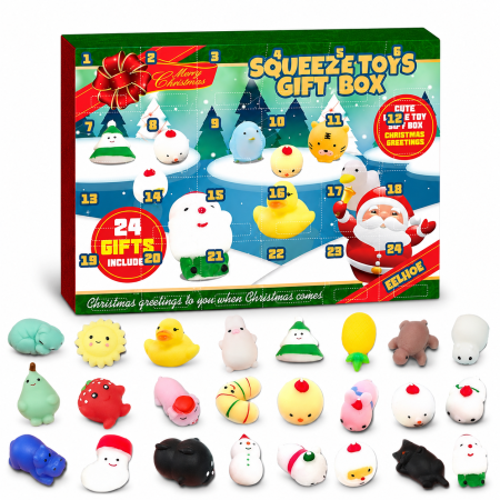 Electrocasnice mici si accesorii - Calendar Advent cu jucarii Squishy, 24 de ferestre numerotate, fiecare cu cate o surpriza, personaje cunoscute, materiale sigure pentru copii, tematica Craciun