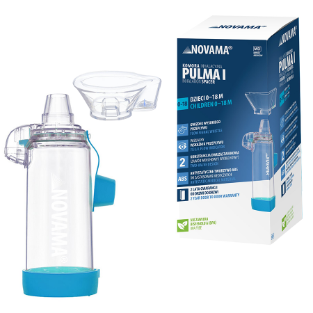 Camere inhalare - Camera de inhalare Novama Pulma I, cu masca pentru copii 0 – 18 luni, capacitate de 175 ml, fabricata din material antistatic ABS, fara BPA si latex