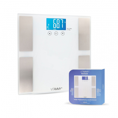 Cantar corporal electronic multifunctional Vitammy Horizon, pentru intreaga familie, analiza corporala completa, 10 utilizatori, greutate maxima 150 kg, Alb [3]