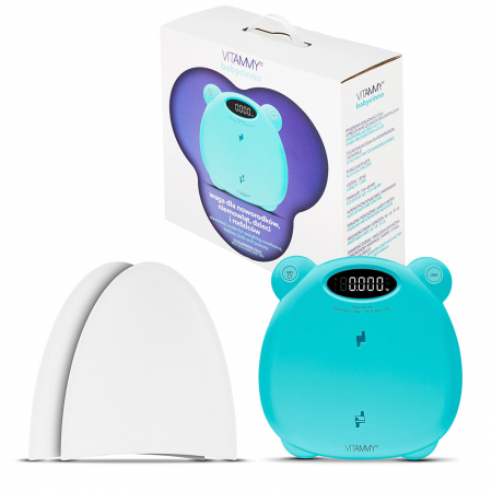 Cantar electronic Vitammy Babycinno, 4 in 1, pentru nou-nascuti, bebelusi, copii si adulti, tava detasabila, ecran LCD, greutate maxima 120 kg, Turcoaz [5]