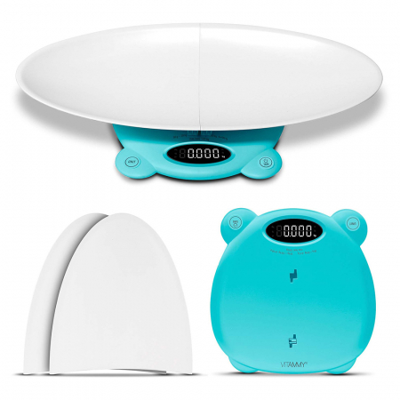 Cantar electronic Vitammy Babycinno, 4 in 1, pentru nou-nascuti, bebelusi, copii si adulti, tava detasabila, ecran LCD, greutate maxima 120 kg, Turcoaz [2]